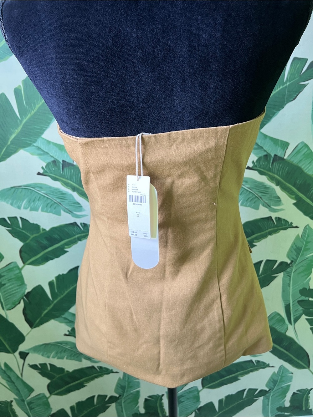Anthropologie Flat White Strapless Brown Button Front Vest Top Womens Small NWT - Picture 5 of 10